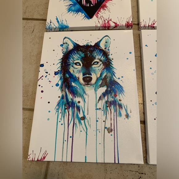 Watercolor Wolf Canvas Wall Art - Set of - Picture 7 of 8